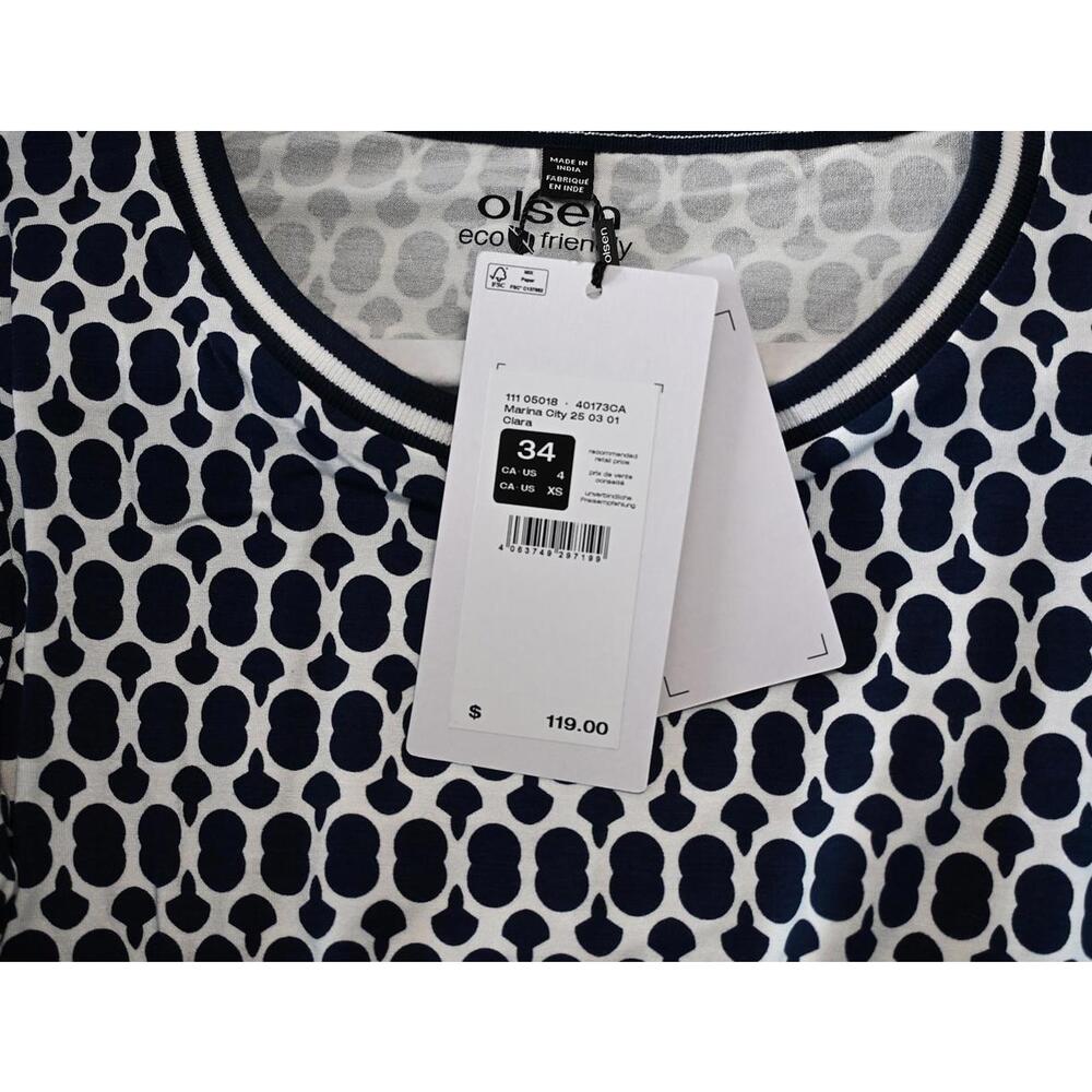 Olsen - Clara - Round Neck Relaxed Fit 3/4 Sleeve Top With Knitted Hemline - Picture 5 of 7